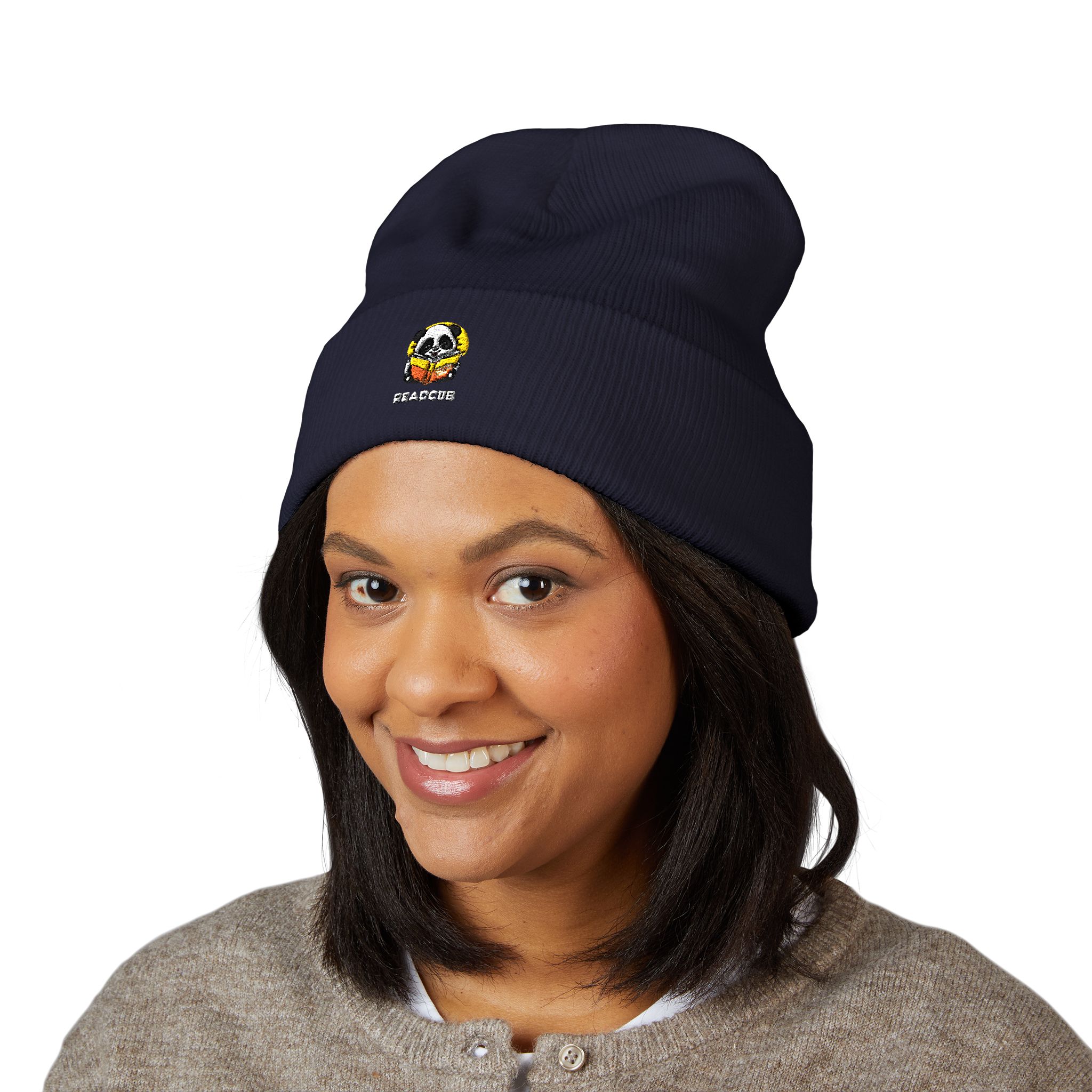 Readcub's Panda Flower Cuffed Embroidered Beanie - Image 23