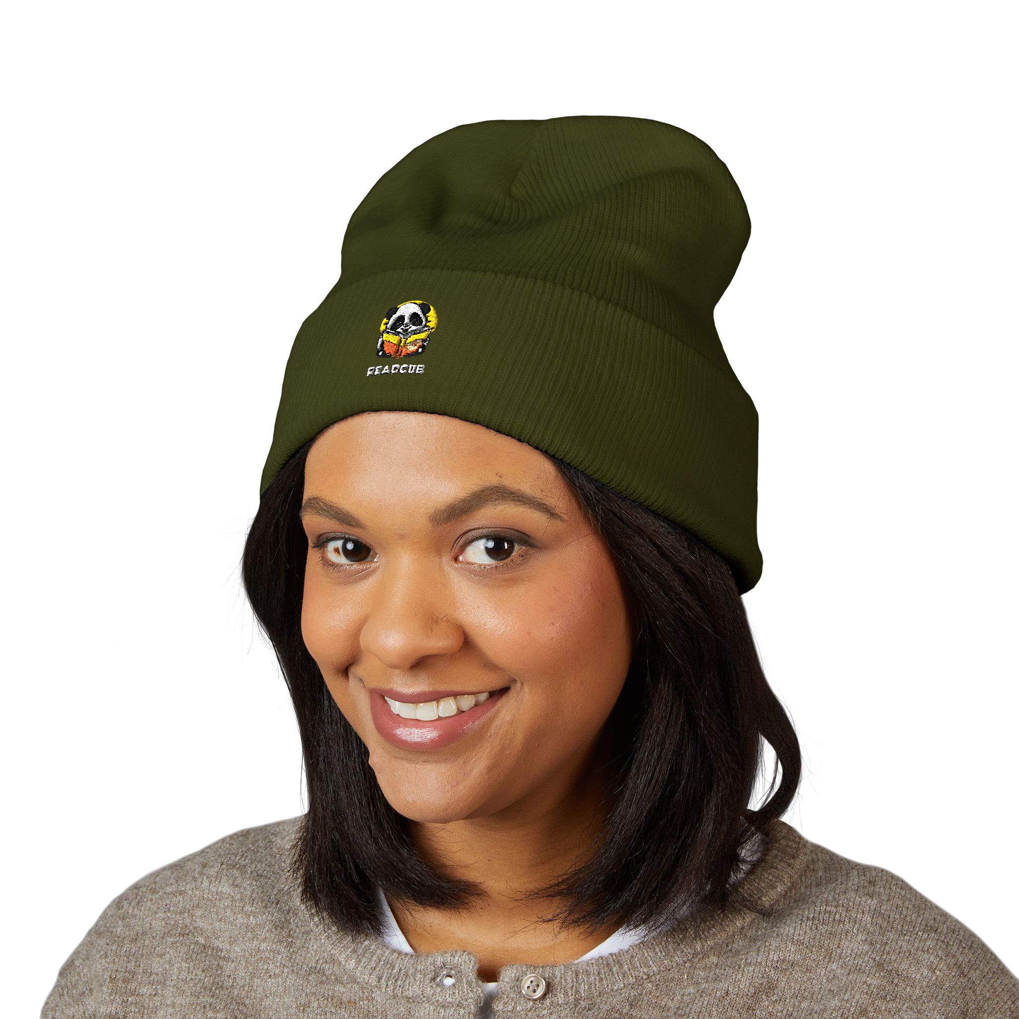 Readcub's Panda Flower Cuffed Embroidered Beanie - Image 15