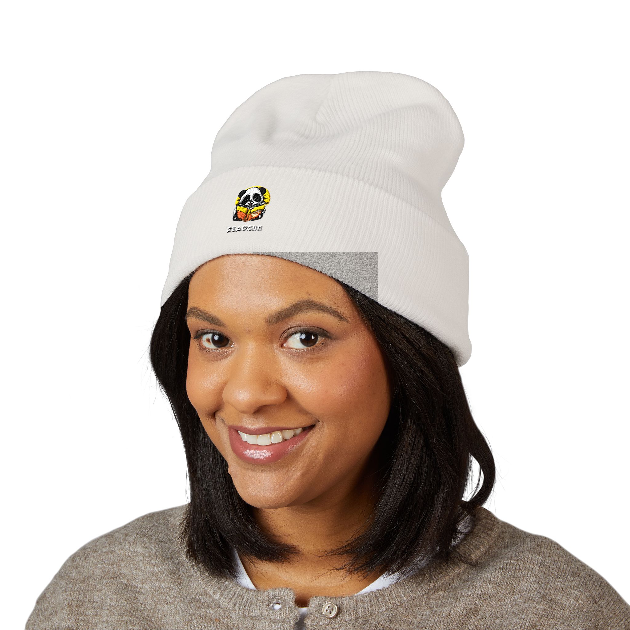 Readcub's Panda Flower Cuffed Embroidered Beanie - Image 35
